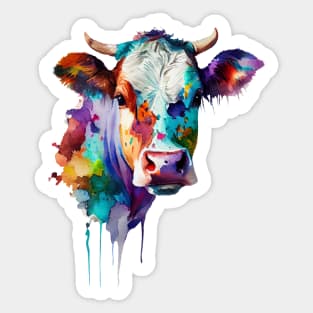 Funky cow watercolour art Sticker